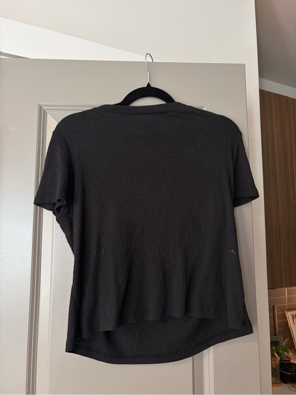bp Black Ribbed Short Sleeve Tee